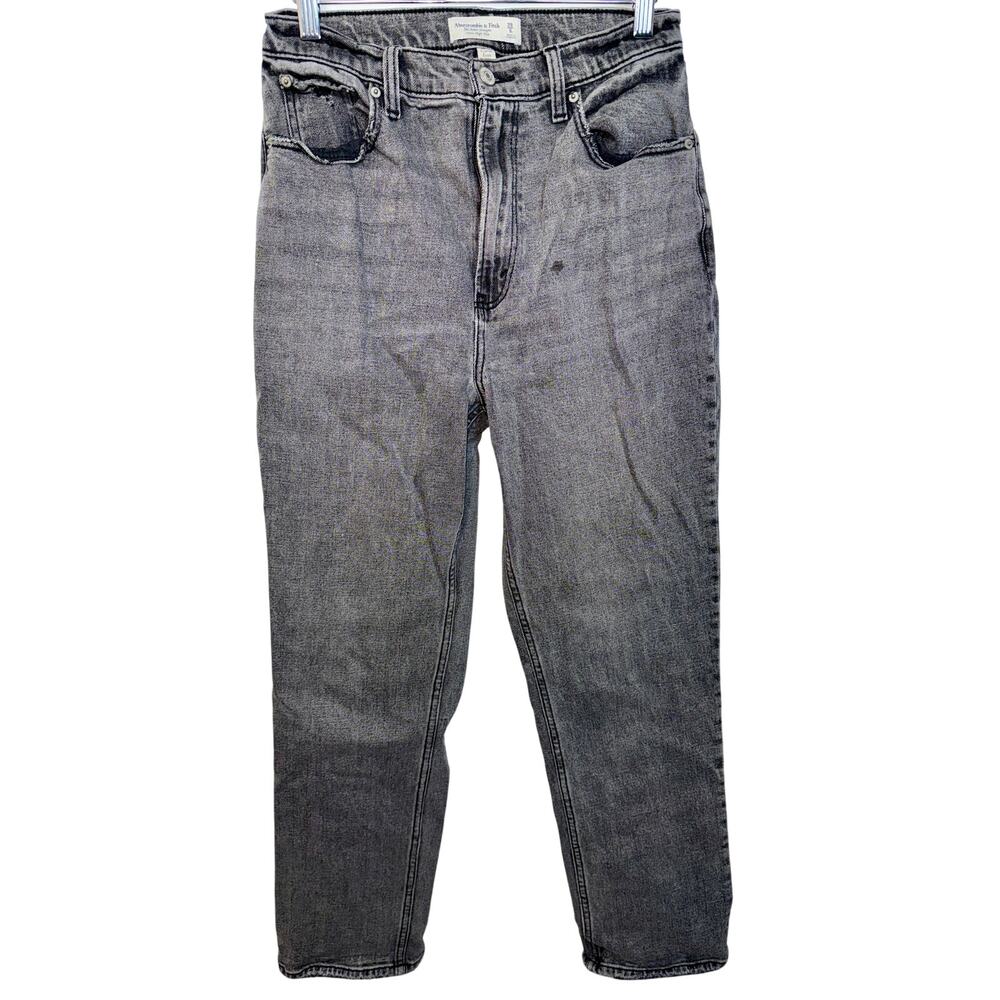 Abercrombie & Fitch Curve Love Ankle Straight Ultra High Rise Jeans Black Sz 28